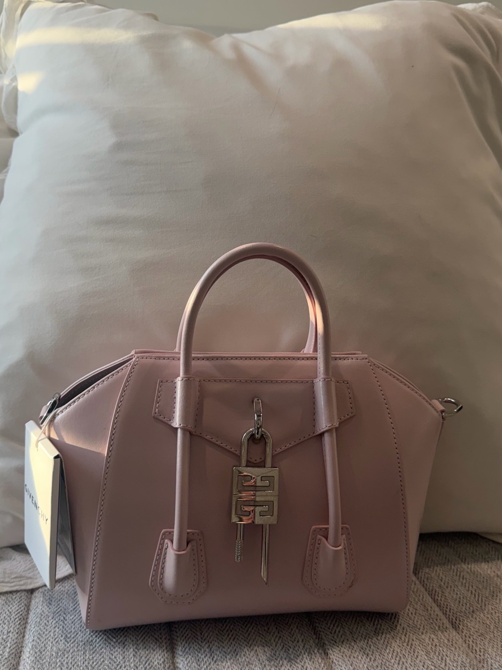 Givenchy Dusty Pink Leather Satchel with Signature Padlock